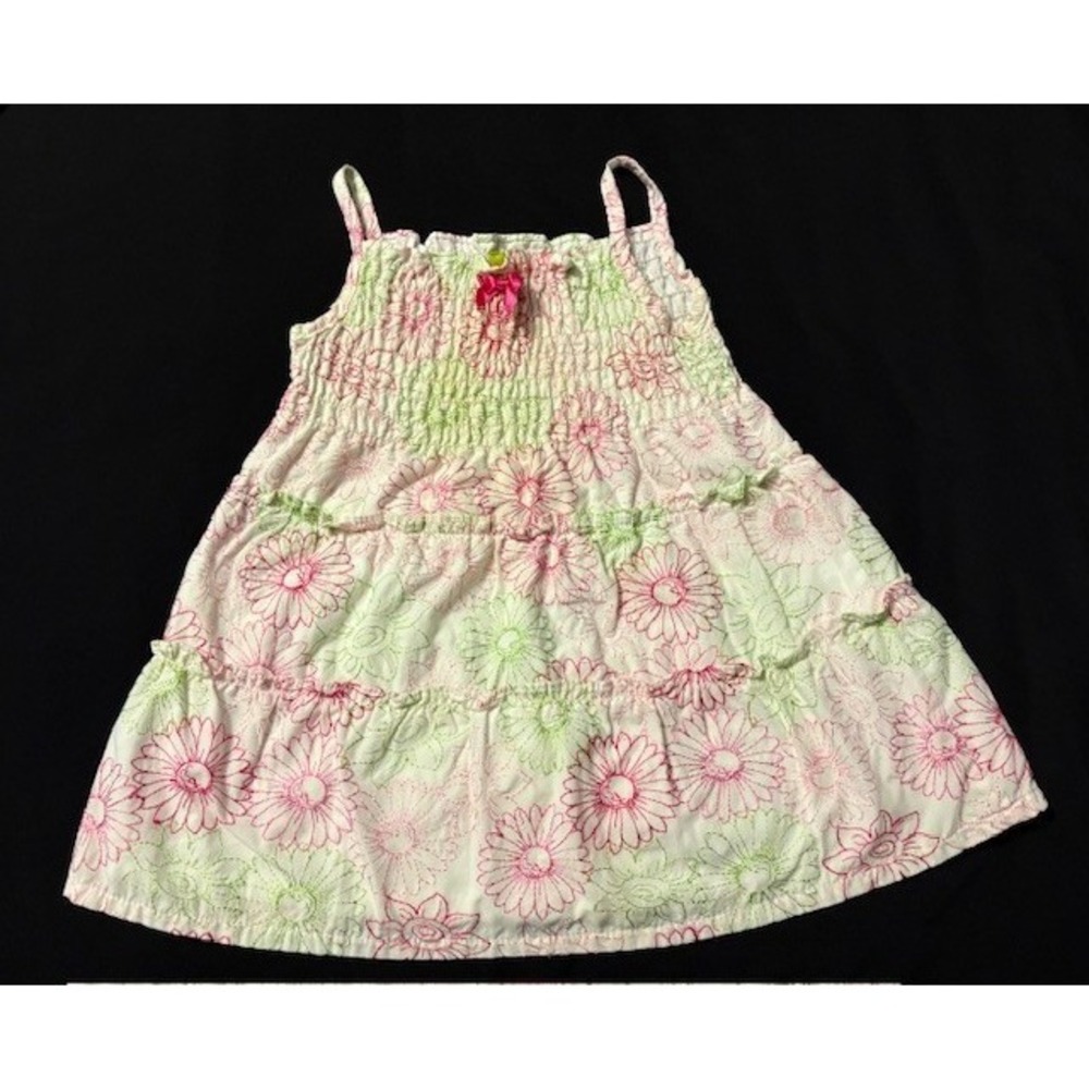 Penelope Mack Sundress size 2T, white with pink and green embroidery flowers